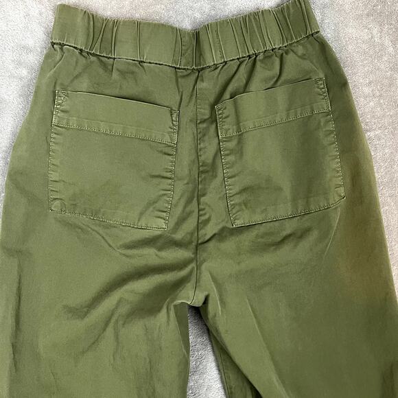 Lot of 2 Everlane Cotton Wide Leg Pants Green White Career Stretch - Picture 7 of 16